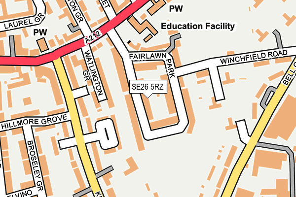 SE26 5RZ map - OS OpenMap – Local (Ordnance Survey)