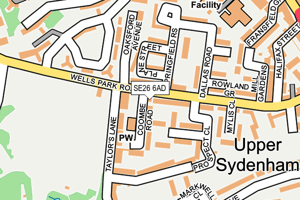 SE26 6AD map - OS OpenMap – Local (Ordnance Survey)
