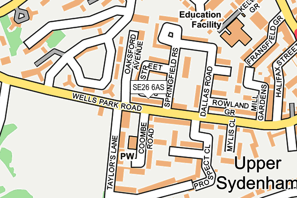 SE26 6AS map - OS OpenMap – Local (Ordnance Survey)