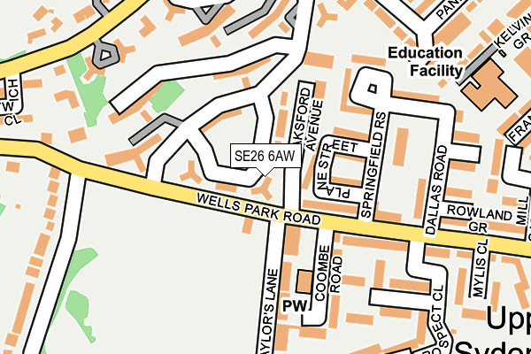 SE26 6AW map - OS OpenMap – Local (Ordnance Survey)