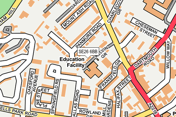 SE26 6BB map - OS OpenMap – Local (Ordnance Survey)