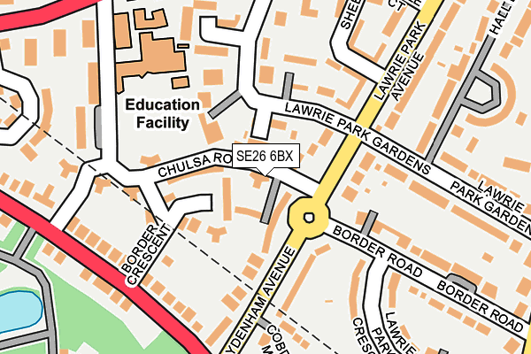 SE26 6BX map - OS OpenMap – Local (Ordnance Survey)