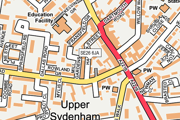 SE26 6JA map - OS OpenMap – Local (Ordnance Survey)