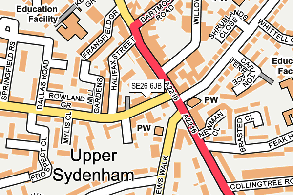 SE26 6JB map - OS OpenMap – Local (Ordnance Survey)