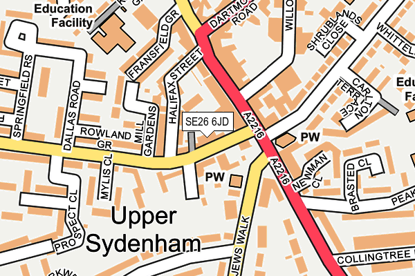 SE26 6JD map - OS OpenMap – Local (Ordnance Survey)