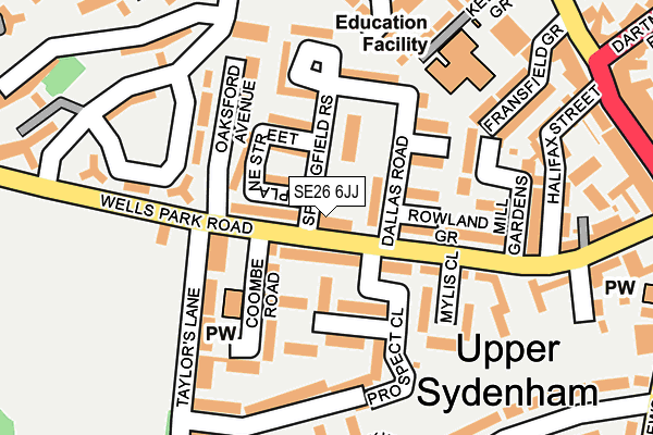 SE26 6JJ map - OS OpenMap – Local (Ordnance Survey)