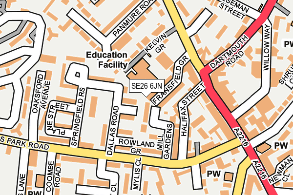 SE26 6JN map - OS OpenMap – Local (Ordnance Survey)