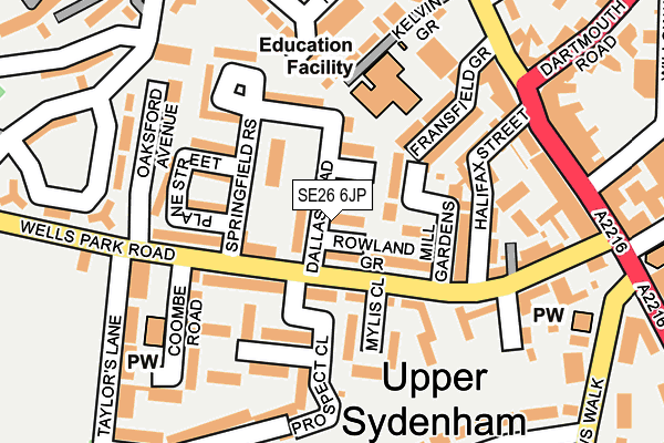 SE26 6JP map - OS OpenMap – Local (Ordnance Survey)
