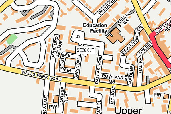 SE26 6JT map - OS OpenMap – Local (Ordnance Survey)