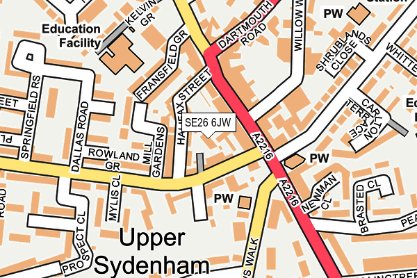 SE26 6JW map - OS OpenMap – Local (Ordnance Survey)