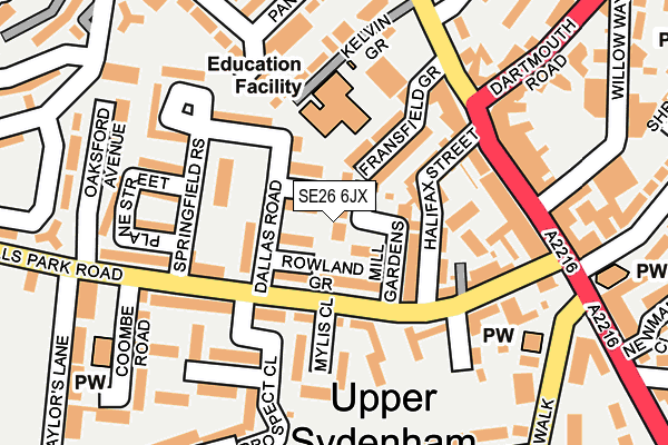 SE26 6JX map - OS OpenMap – Local (Ordnance Survey)