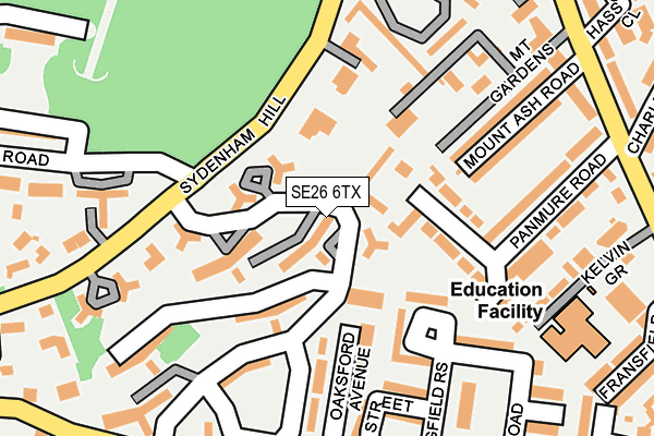 SE26 6TX map - OS OpenMap – Local (Ordnance Survey)