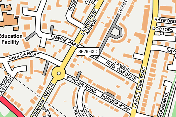 SE26 6XD map - OS OpenMap – Local (Ordnance Survey)