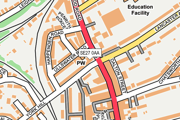 SE27 0AA map - OS OpenMap – Local (Ordnance Survey)