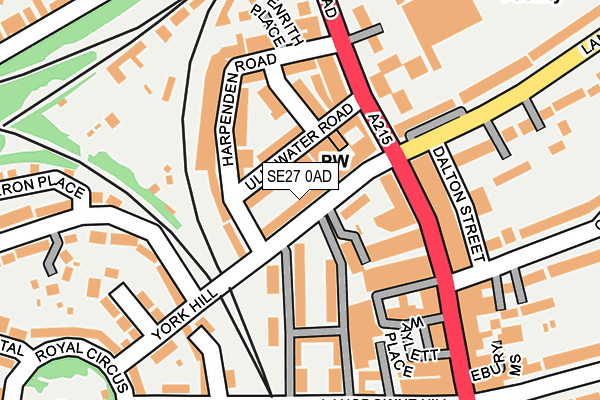 SE27 0AD map - OS OpenMap – Local (Ordnance Survey)