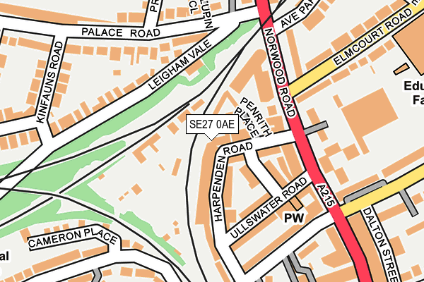 SE27 0AE map - OS OpenMap – Local (Ordnance Survey)