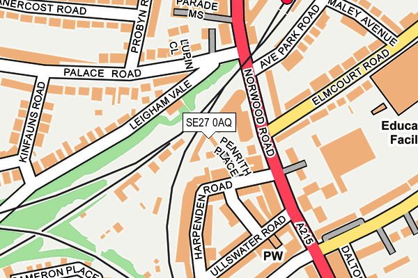 SE27 0AQ map - OS OpenMap – Local (Ordnance Survey)