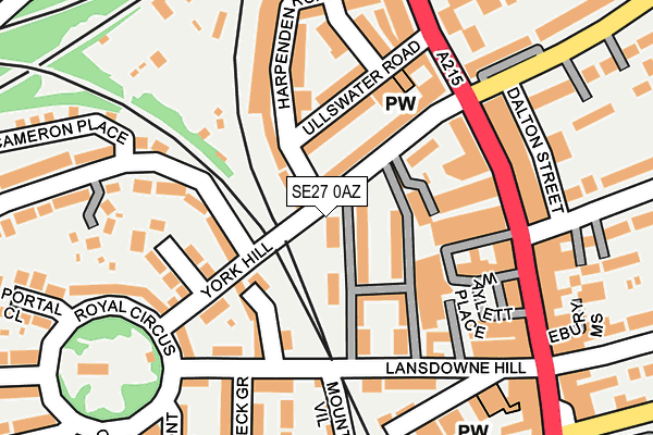 SE27 0AZ map - OS OpenMap – Local (Ordnance Survey)