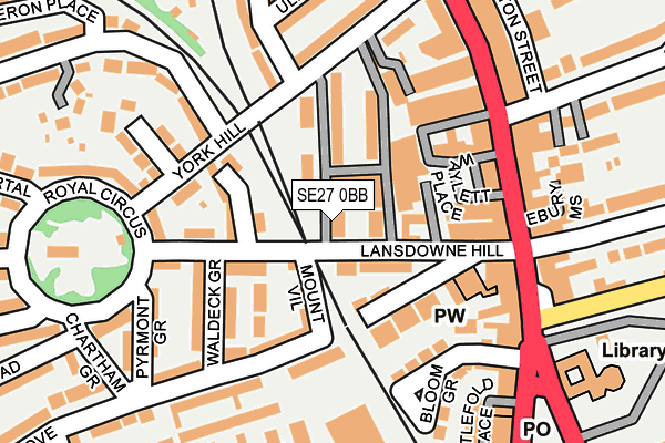 SE27 0BB map - OS OpenMap – Local (Ordnance Survey)