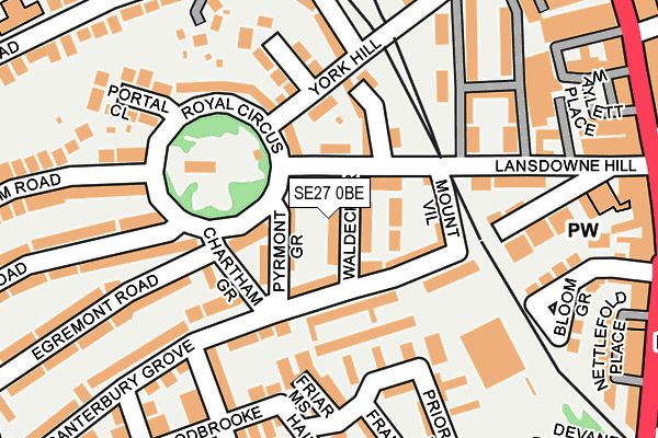 SE27 0BE map - OS OpenMap – Local (Ordnance Survey)