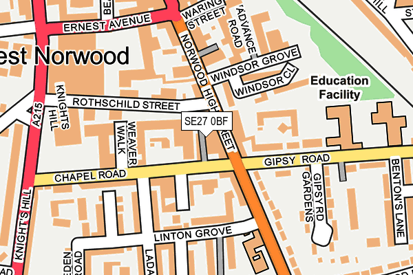 SE27 0BF map - OS OpenMap – Local (Ordnance Survey)