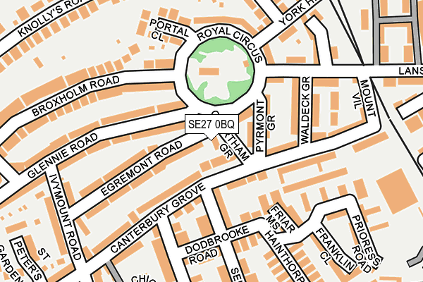 SE27 0BQ map - OS OpenMap – Local (Ordnance Survey)