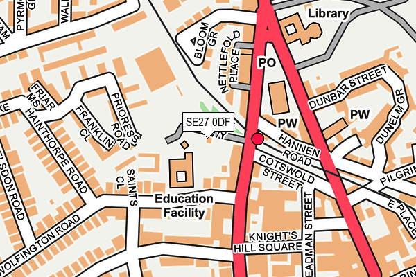 SE27 0DF map - OS OpenMap – Local (Ordnance Survey)