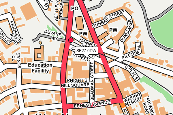 SE27 0DW map - OS OpenMap – Local (Ordnance Survey)