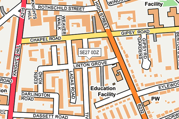 SE27 0DZ map - OS OpenMap – Local (Ordnance Survey)