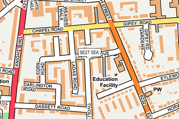 SE27 0EA map - OS OpenMap – Local (Ordnance Survey)