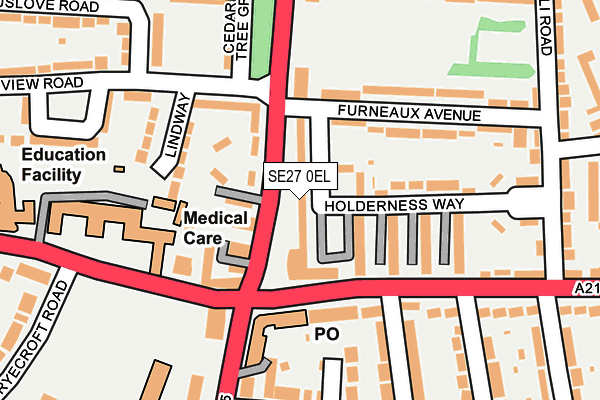 SE27 0EL map - OS OpenMap – Local (Ordnance Survey)