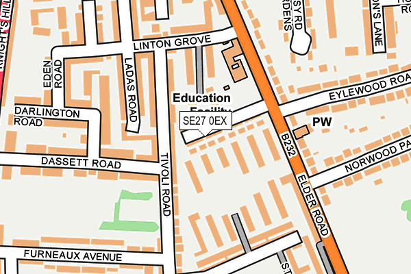 SE27 0EX map - OS OpenMap – Local (Ordnance Survey)