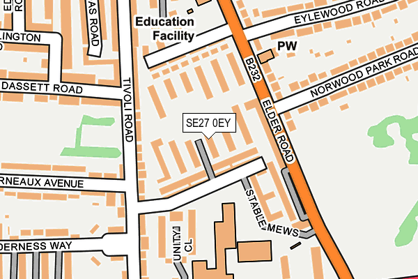SE27 0EY map - OS OpenMap – Local (Ordnance Survey)