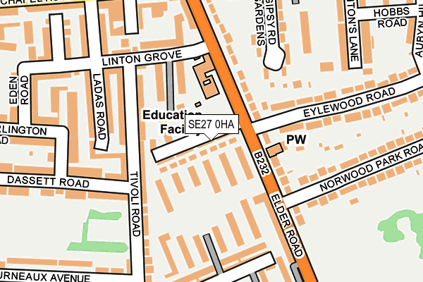 SE27 0HA map - OS OpenMap – Local (Ordnance Survey)