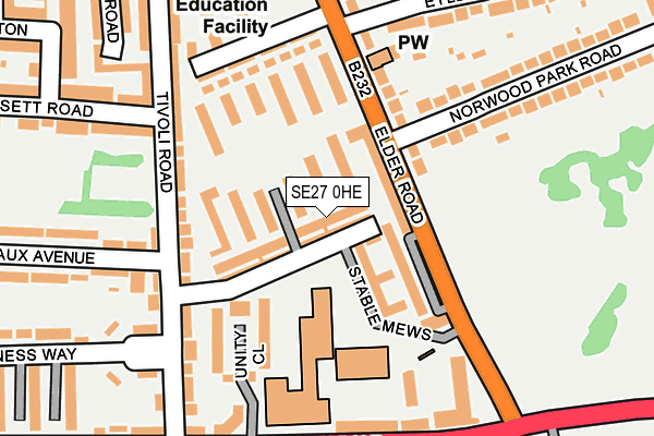 SE27 0HE map - OS OpenMap – Local (Ordnance Survey)