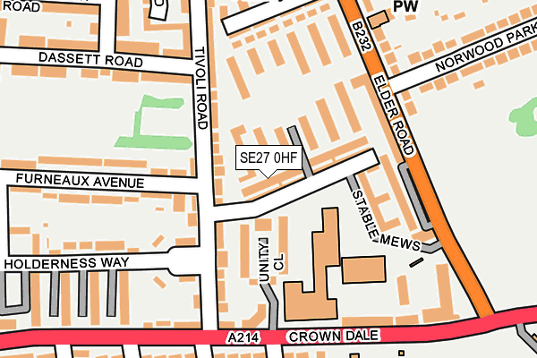 SE27 0HF map - OS OpenMap – Local (Ordnance Survey)