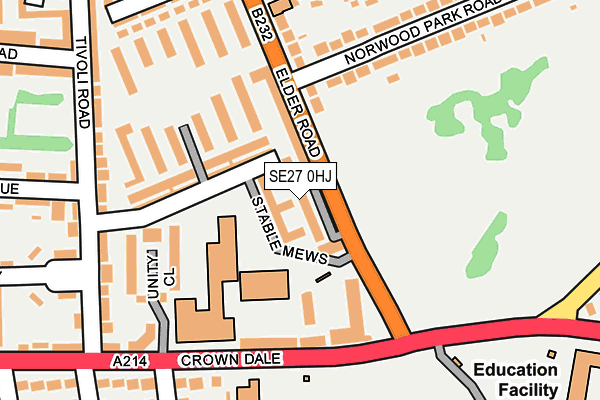 SE27 0HJ map - OS OpenMap – Local (Ordnance Survey)