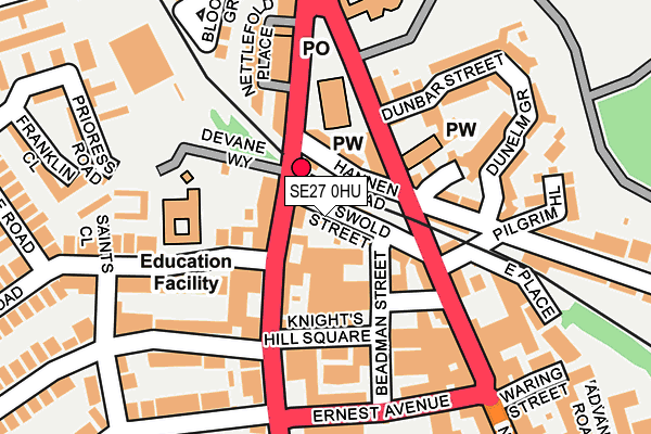 SE27 0HU map - OS OpenMap – Local (Ordnance Survey)
