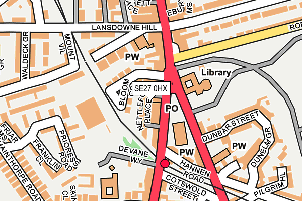 SE27 0HX map - OS OpenMap – Local (Ordnance Survey)
