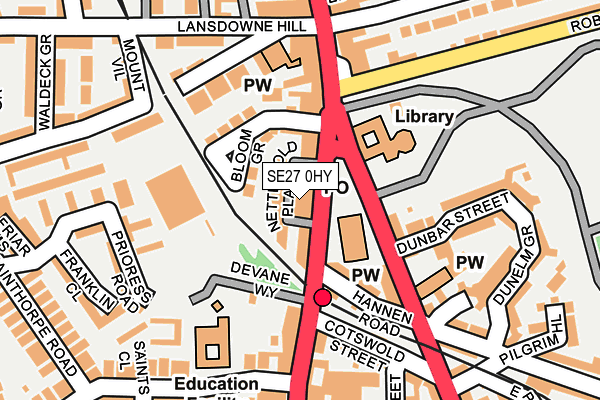 SE27 0HY map - OS OpenMap – Local (Ordnance Survey)