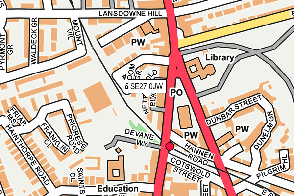 SE27 0JW map - OS OpenMap – Local (Ordnance Survey)