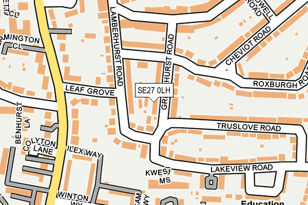SE27 0LH map - OS OpenMap – Local (Ordnance Survey)