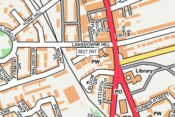 SE27 0NT map - OS OpenMap – Local (Ordnance Survey)