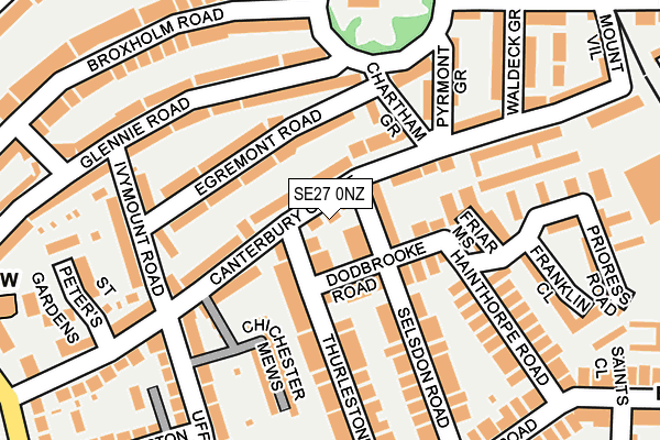 SE27 0NZ map - OS OpenMap – Local (Ordnance Survey)