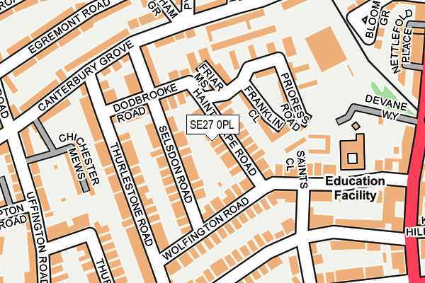 SE27 0PL map - OS OpenMap – Local (Ordnance Survey)