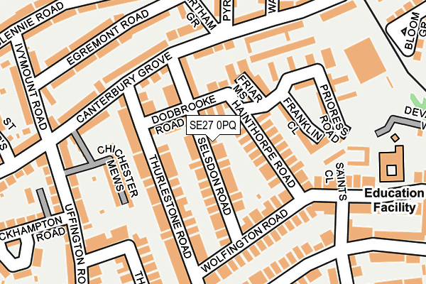 SE27 0PQ map - OS OpenMap – Local (Ordnance Survey)