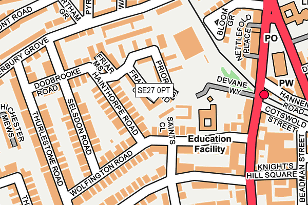 SE27 0PT map - OS OpenMap – Local (Ordnance Survey)