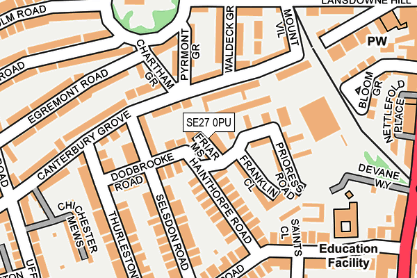 SE27 0PU map - OS OpenMap – Local (Ordnance Survey)