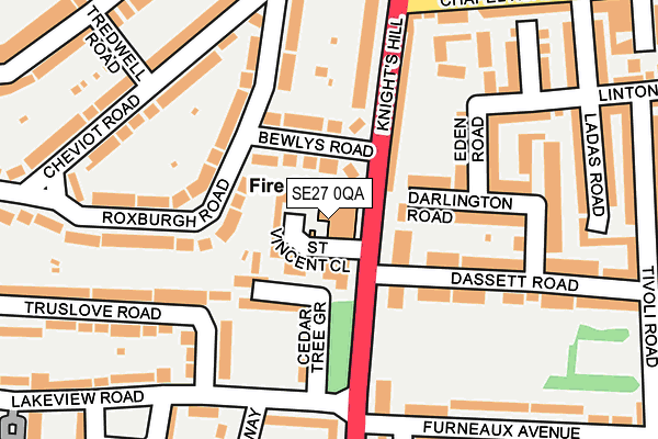 SE27 0QA map - OS OpenMap – Local (Ordnance Survey)