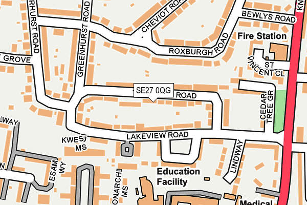 SE27 0QG map - OS OpenMap – Local (Ordnance Survey)